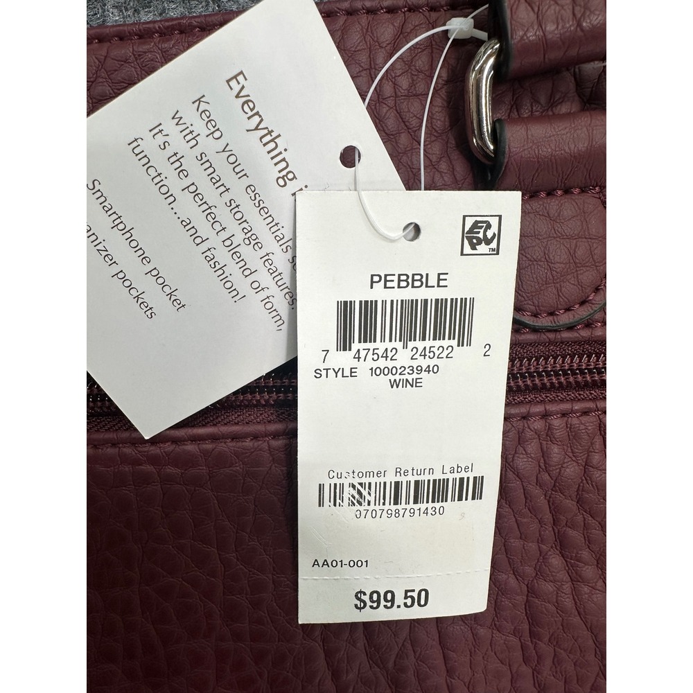 Giani Bernini Tote Bag Womens Wine Red New Pebble Faux Leather 100023940 - Picture 3 of 12